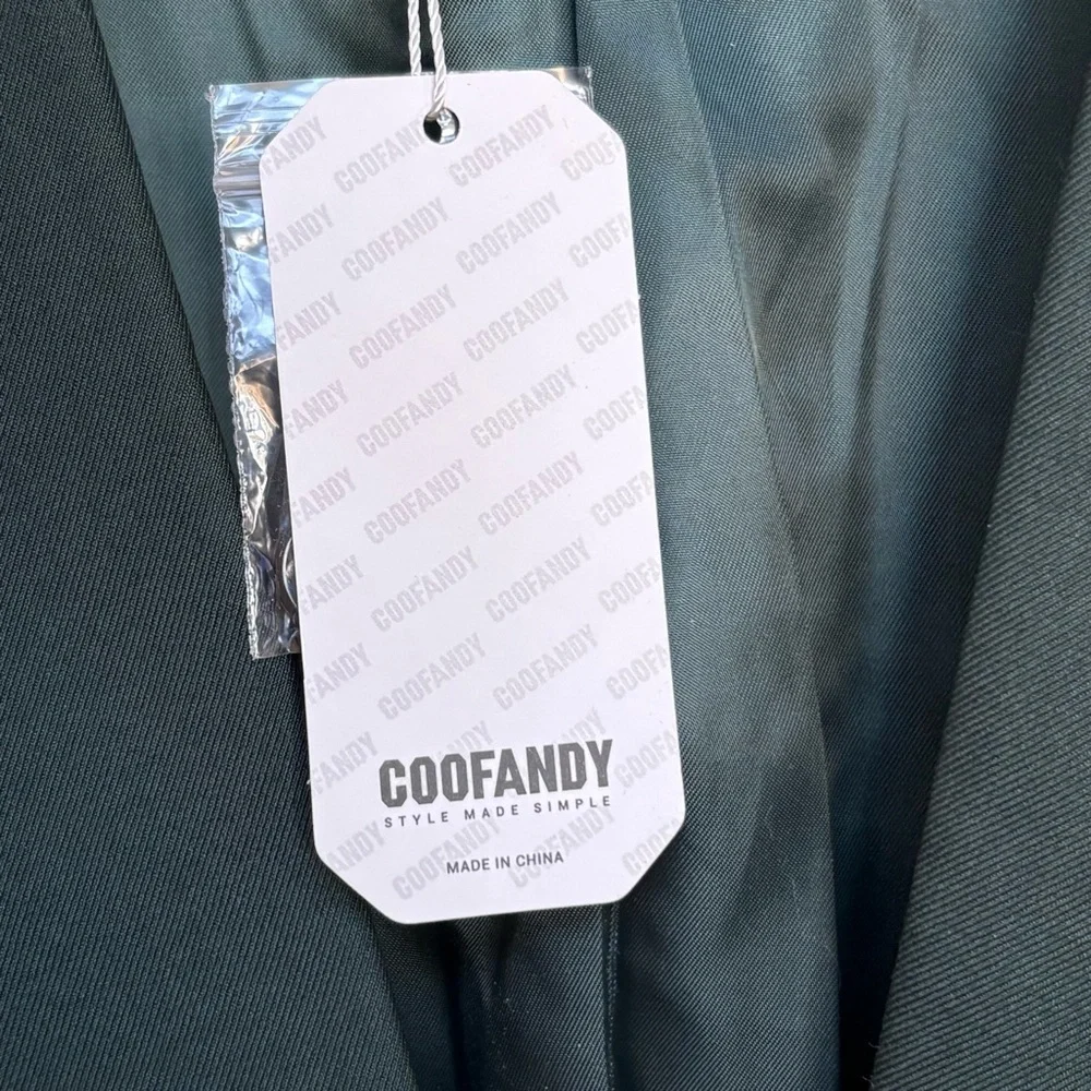 NWT Coofandy Men’s Dark Green Stretch One-Button Blazer Sport Coat M Office